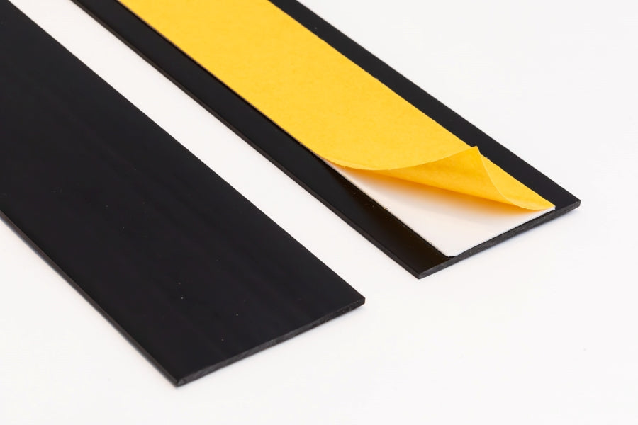 1m Length – Self Adhesive PVC Flat Bar Cover Strip Black White Plastic - ER-Flat