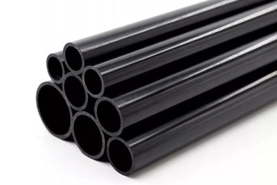 Black Plastic Round Pipe Tube PVC -1m / 39.37 Inch Length