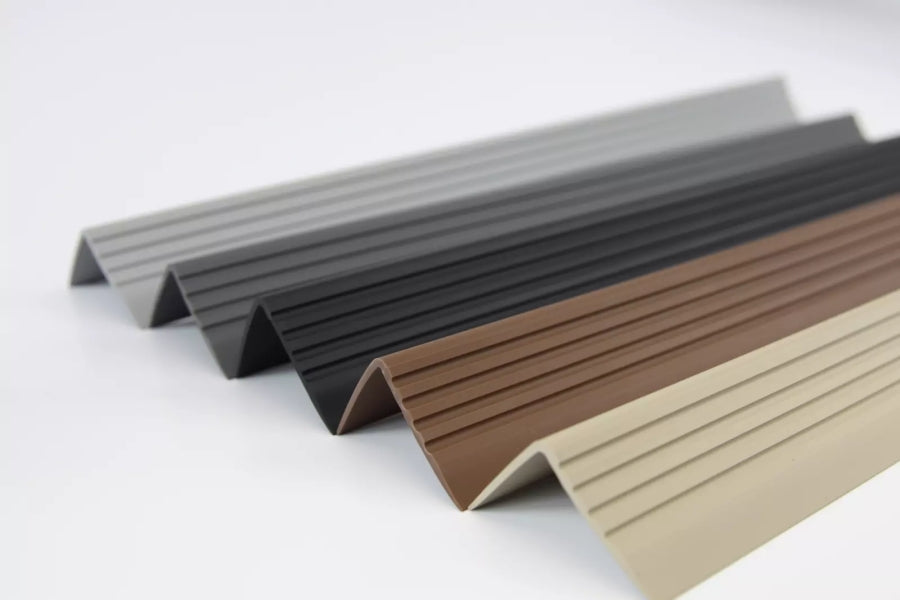 Black Non-Slip PVC Rubber Stair Nosing with Warning Strip 40 MM x 40 MM x 1.18 M Length RDO