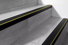 Black Non-Slip PVC Rubber Stair Nosing with Warning Strip 40 MM x 40 MM x 1.18 M Length RDO