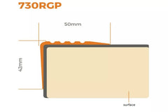 Non-Slip PVC Rubber Stair Nosing 50 MM x 42 MM x 1.18 M Length RGP