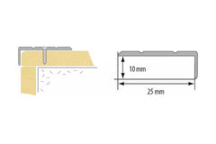 Aluminium Stair Nosing 25 MM x 10 MM x 1 M Length Anodised Grooved Anti-Slip- LSW10