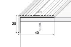 Aluminium Stair Nosing 40 MM x 20 MM x 0.9 M Length Wide Grooved Anti-Slip Profile - IP40