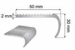 Aluminium Bullnose Stair Nosing 50mm x 30mm x 118cm Length Curved Step Edge Trim Silver Gold Champagne -  SN BL50